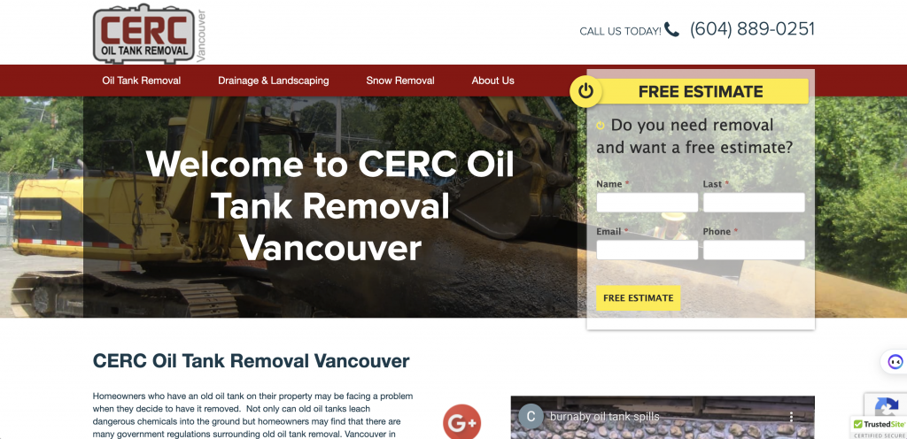 CERC Oil Tank Removal in Vancouver