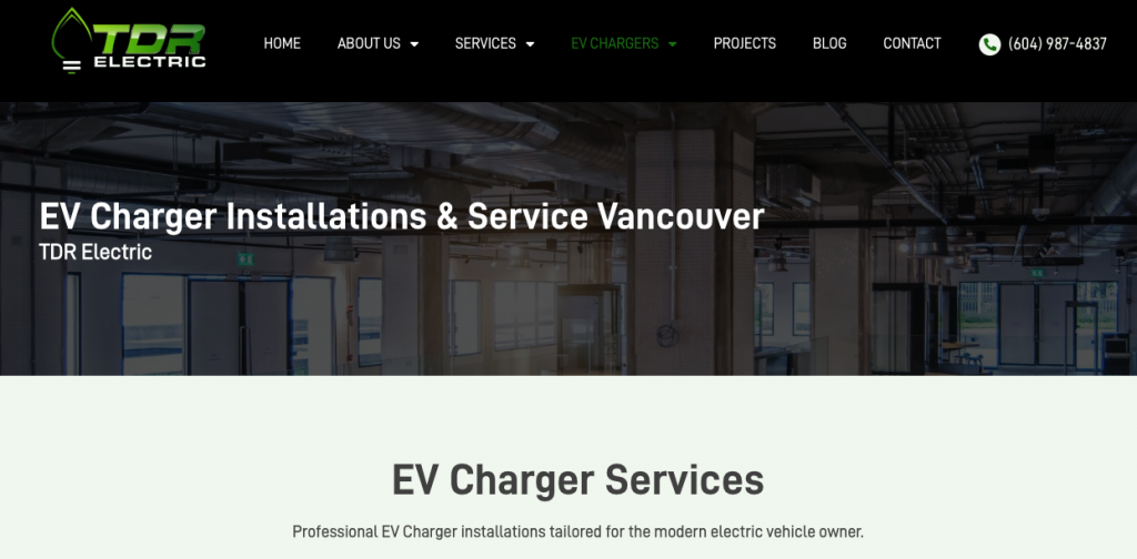TDR electric EV Charger Installations & Service Vancouver